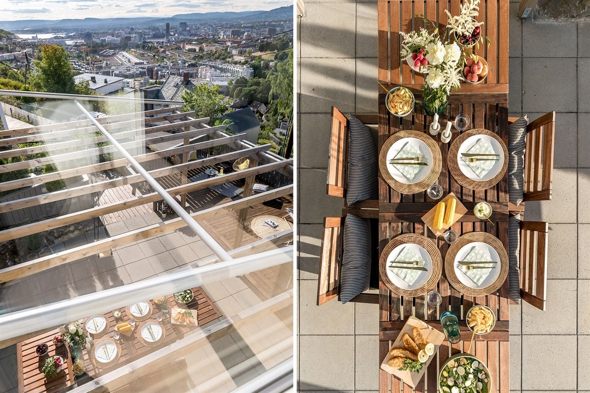 Terrassene er ypperlige for måltider og ledige stunder i friluft når været tillater det. Galleribilde