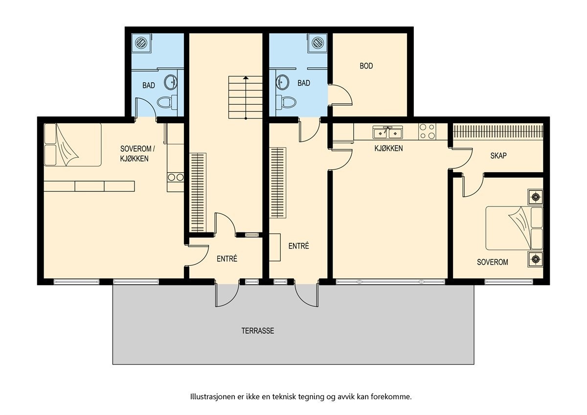 Hoveddel: Vindfang, hall og trappegang, samt hybel og sekundærleilighet. Galleribilde