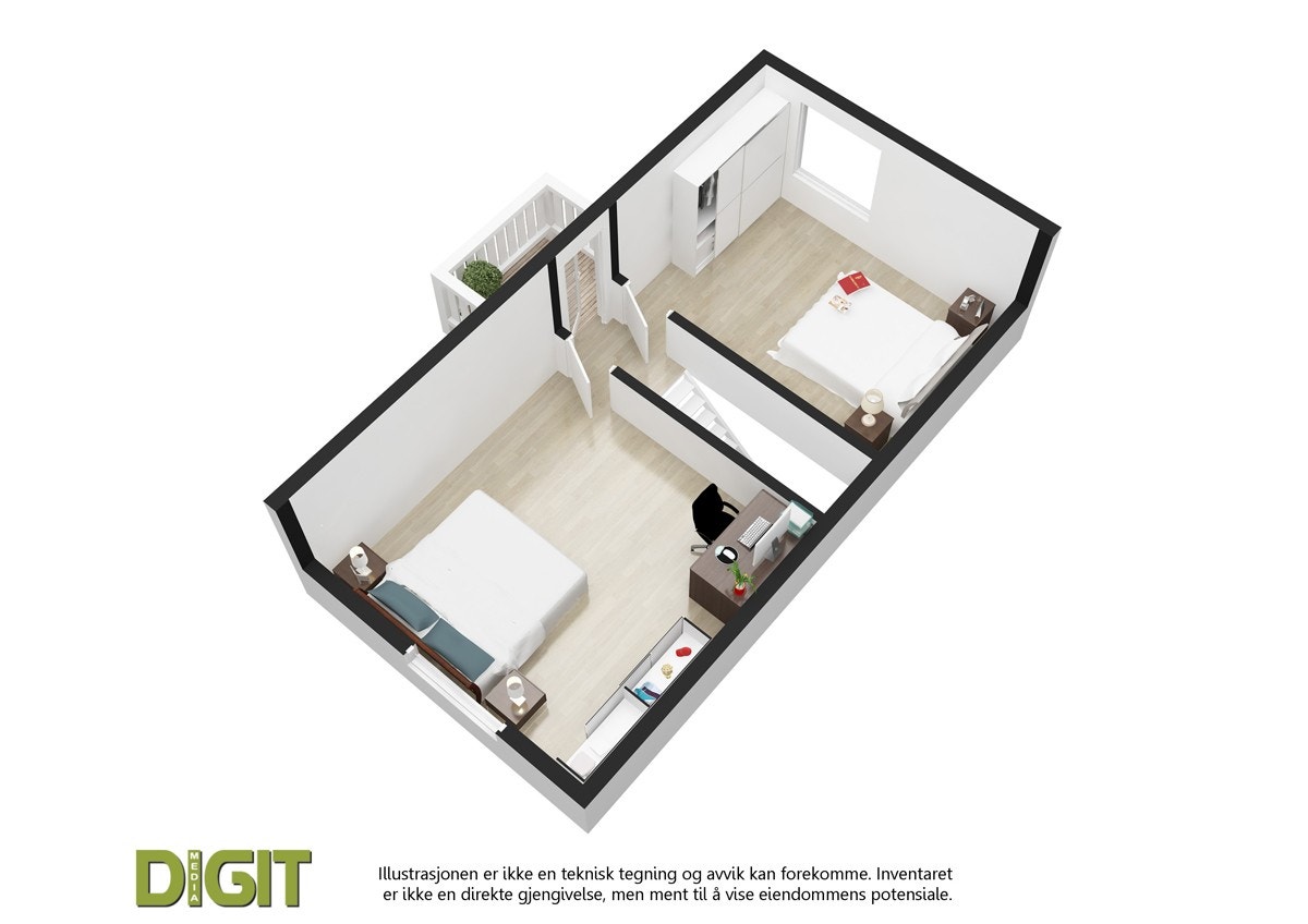Plantegning 2. etg. 3D Galleribilde