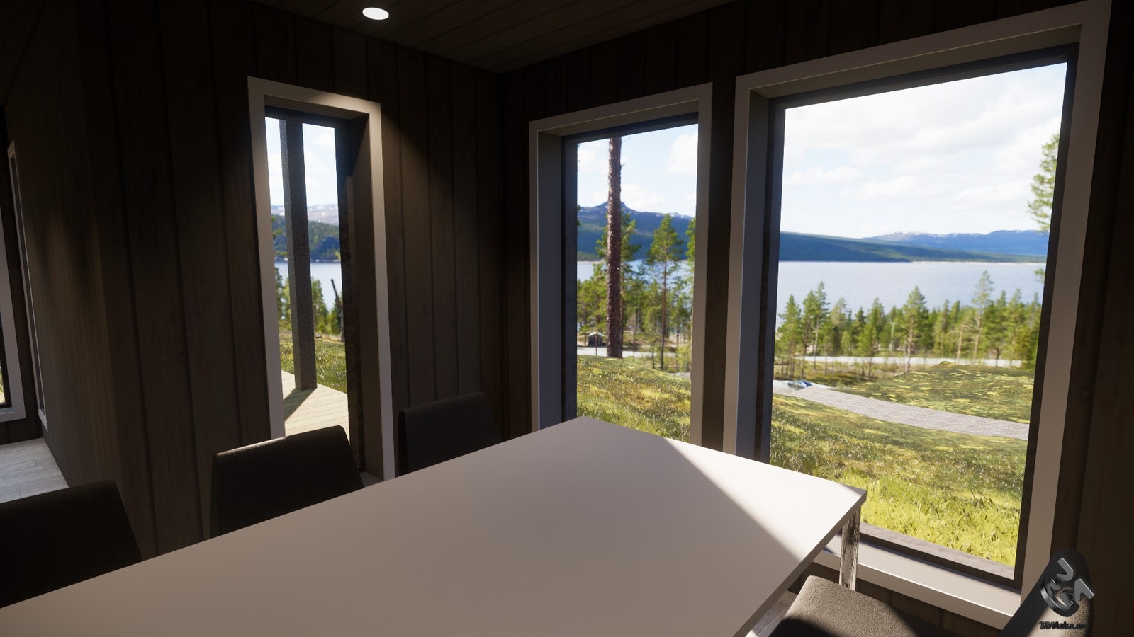 Illusjon av hytte fra Numehytta AS plassert på tomt Galleribilde