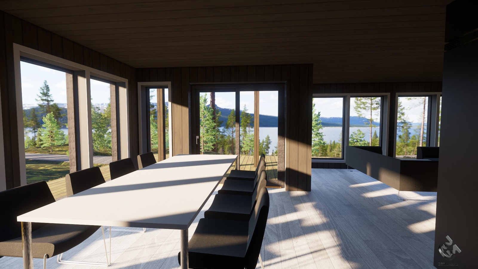 Illusjon av hytte fra Numehytta AS plassert på tomt Galleribilde