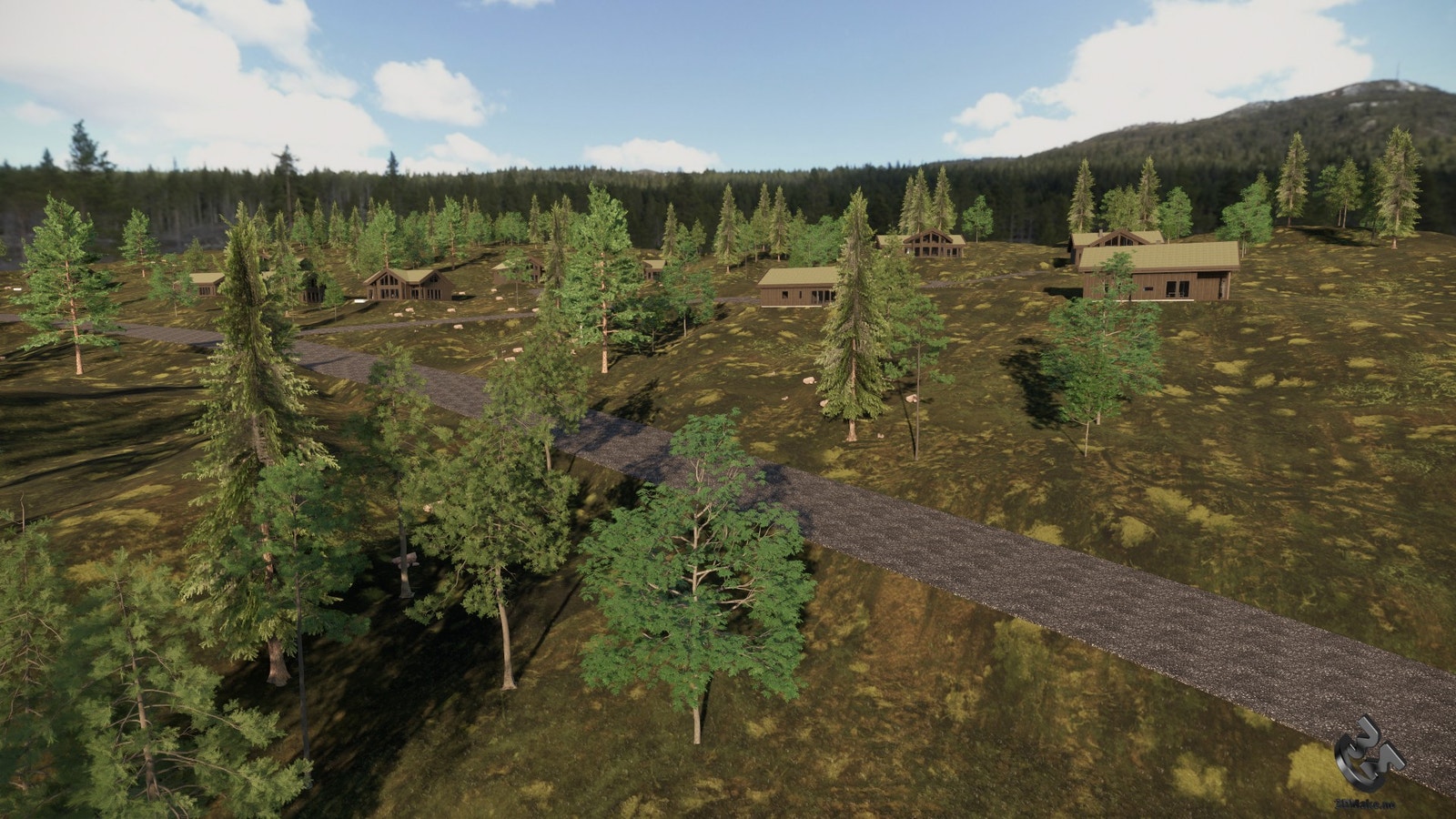 Illusjon av hytte fra Numehytta AS plassert på tomt Galleribilde