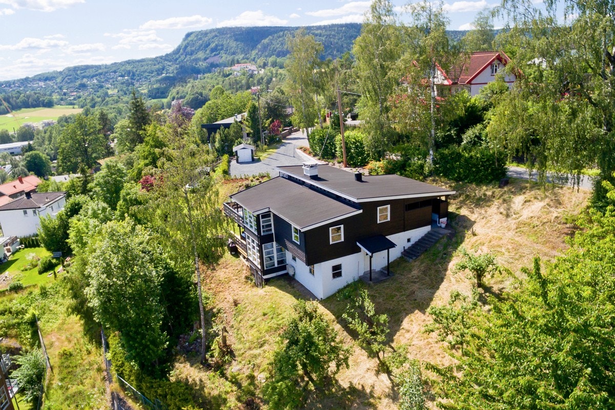 Eplehagen på østsiden og utsikten til Skaugumsåsen i vest. Galleribilde