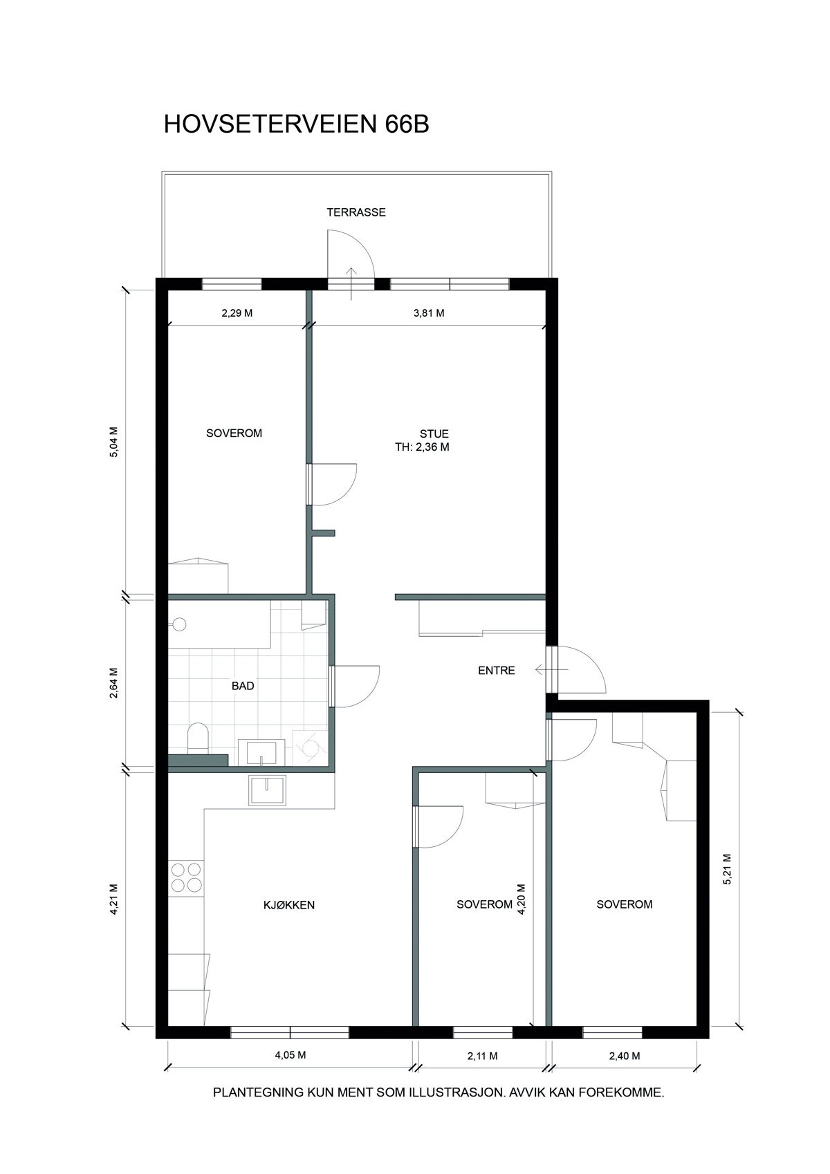 Plantegning HOVSETERVEIEN 66B Galleribilde