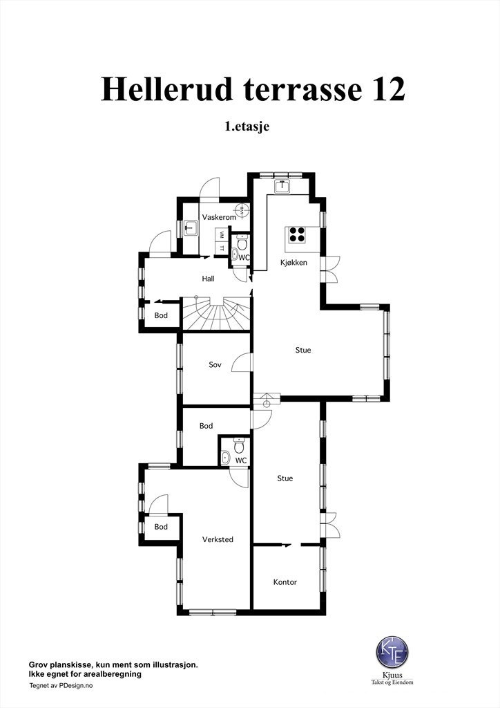 Plantegning Hellerud Terrasse 12 , 1.etg Galleribilde