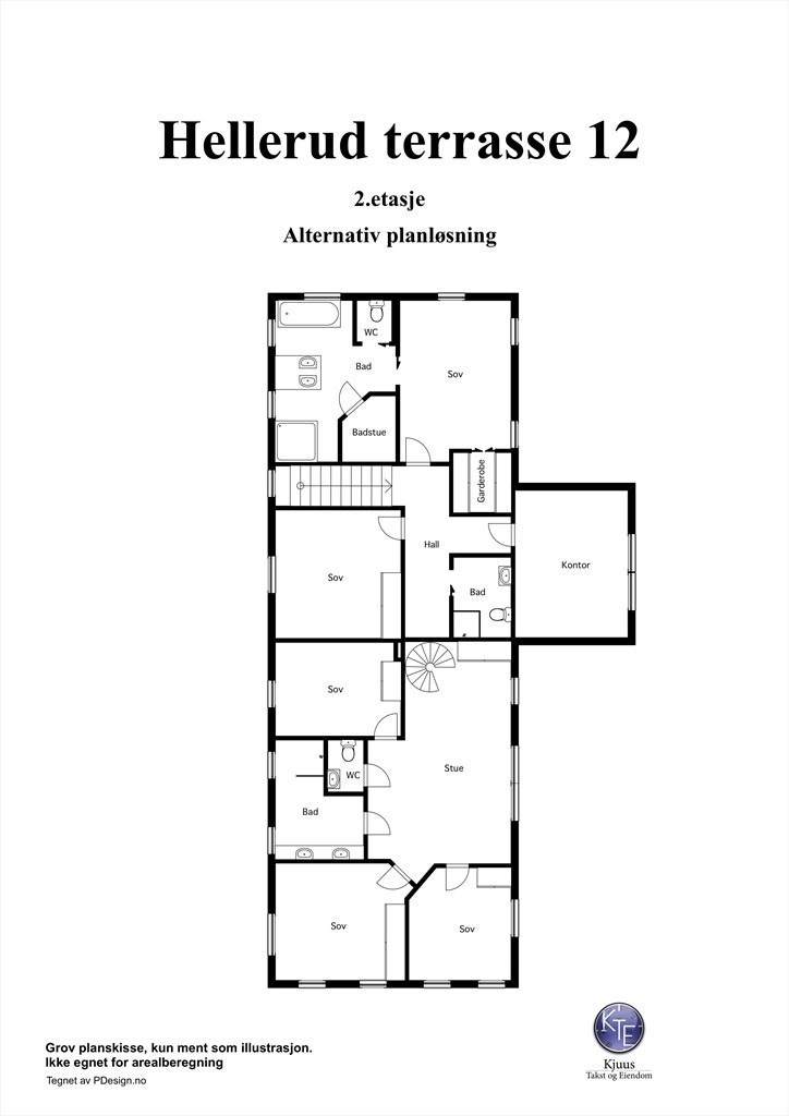 Alternativ plantegning som tomannsbolig, Hellerud Terrasse 12, 2 etg Galleribilde