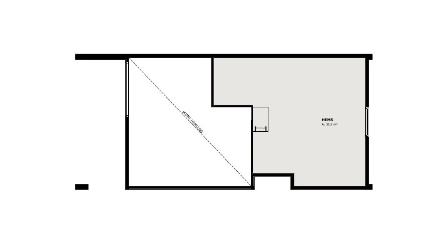 Plantegning av Koia Moderne, hems. Galleribilde