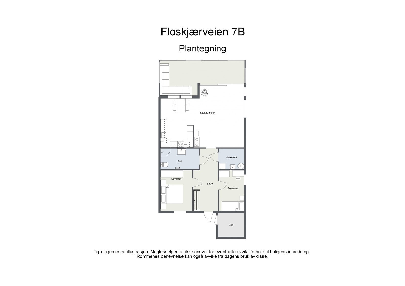 Floorplan letterhead - Floskjærveien 7B - Plantegning - 2D Floor Plan Galleribilde