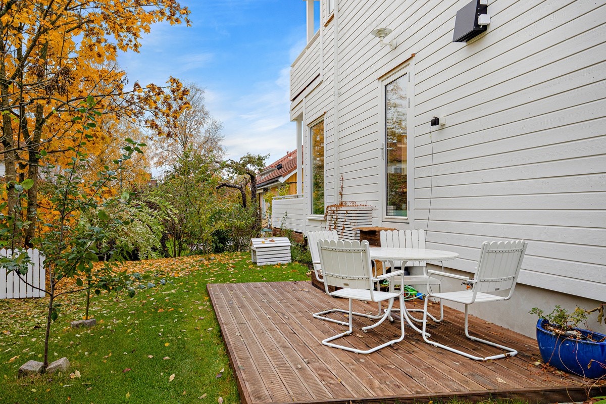 Tomten er opparbeidet med hage med plen og beplantning. Hagen byr på sol hele dagen - fra morgen til kveld! Galleribilde