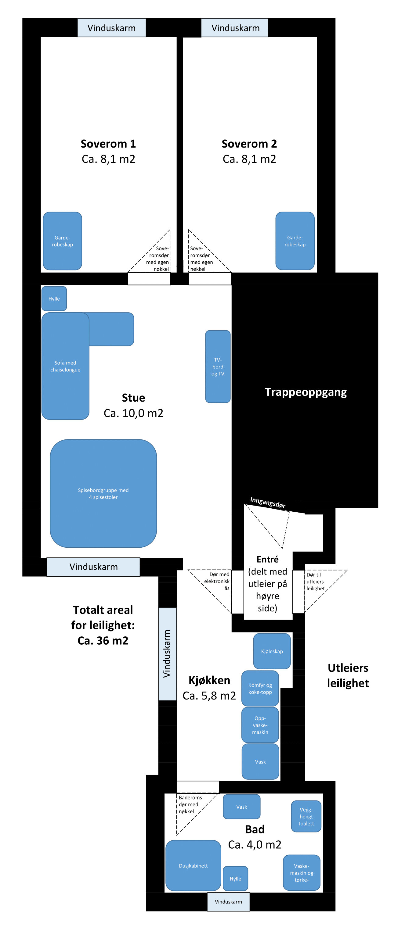 Plantegning med ca. mål Galleribilde