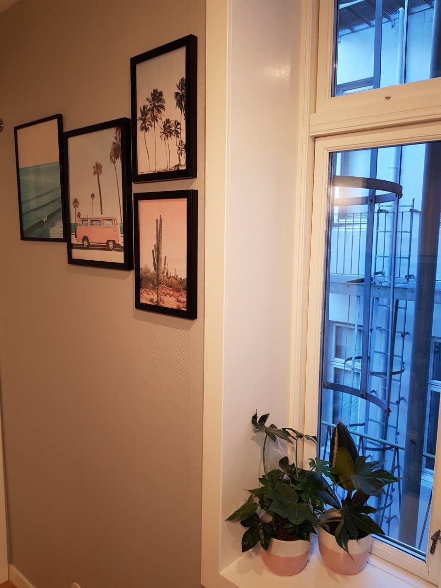 Kjøkken: Vinduskarm, vindu ut mot bakgård Galleribilde