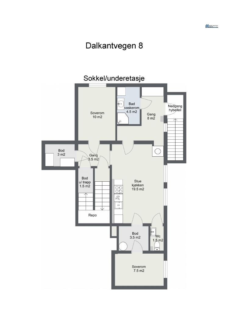 Planskisse - Sokkel/utleiedel. Galleribilde