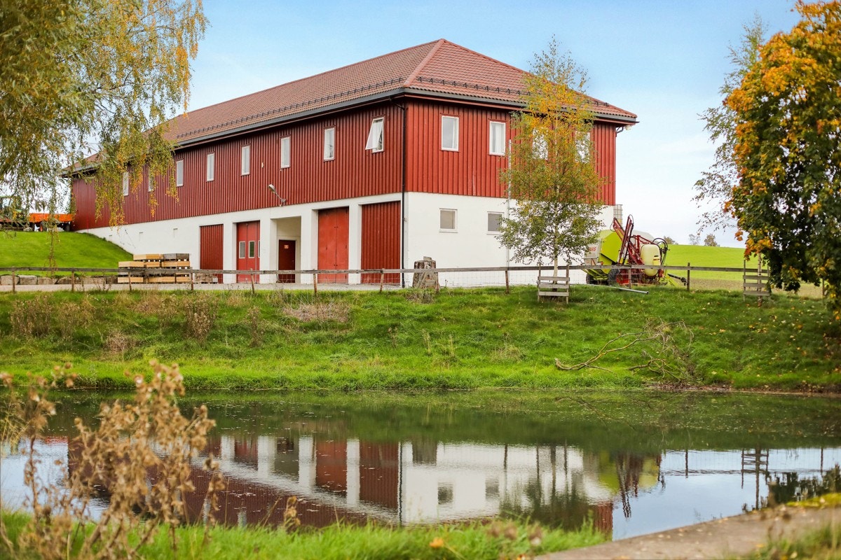 Forsøkslåven med gårdens damanlegg i forgrunnen Galleribilde