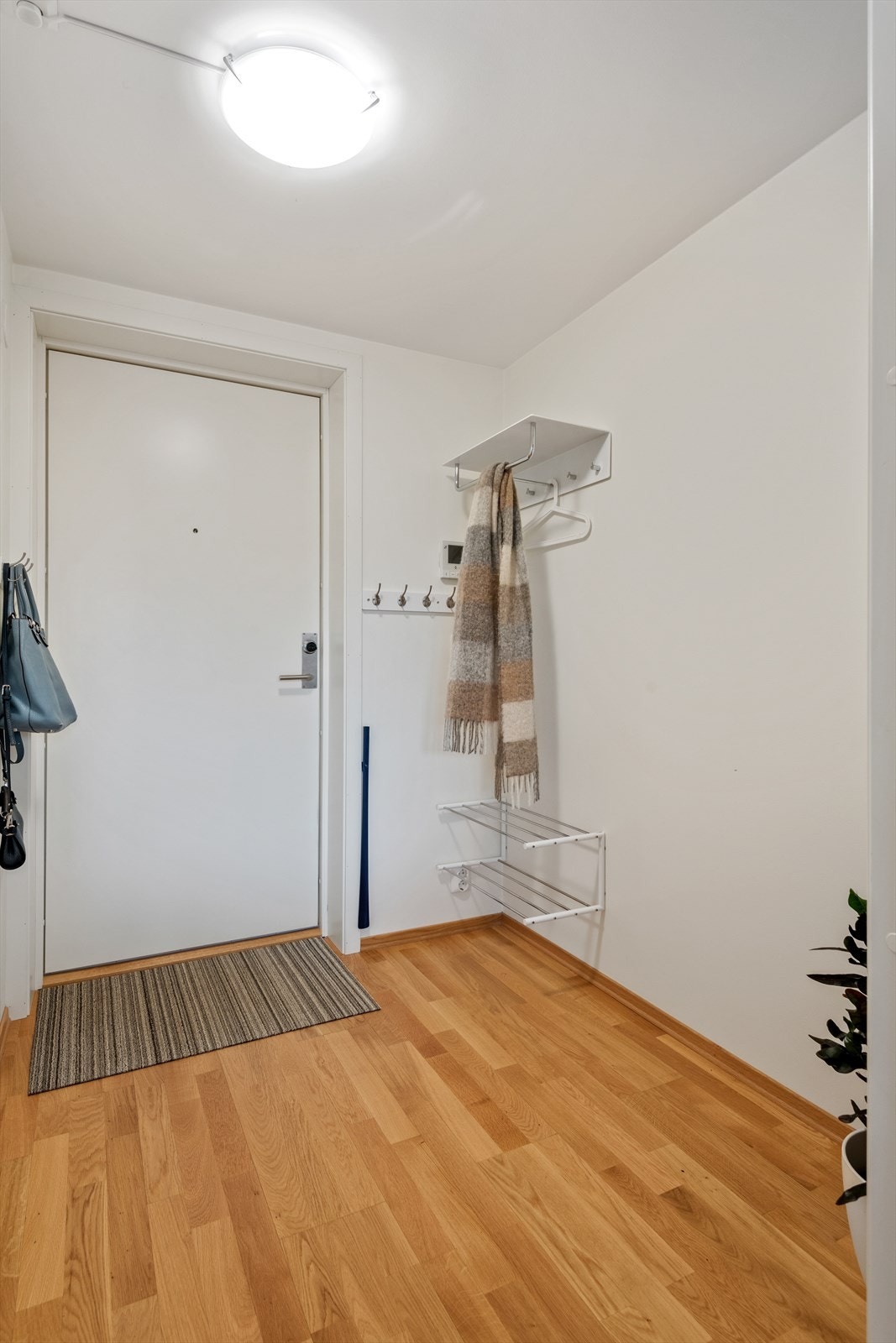 Her er det godt med plass till yttertøy og sko. lysmalte vegger, parkettgulv. Dørcalling med TV-monitor Galleribilde