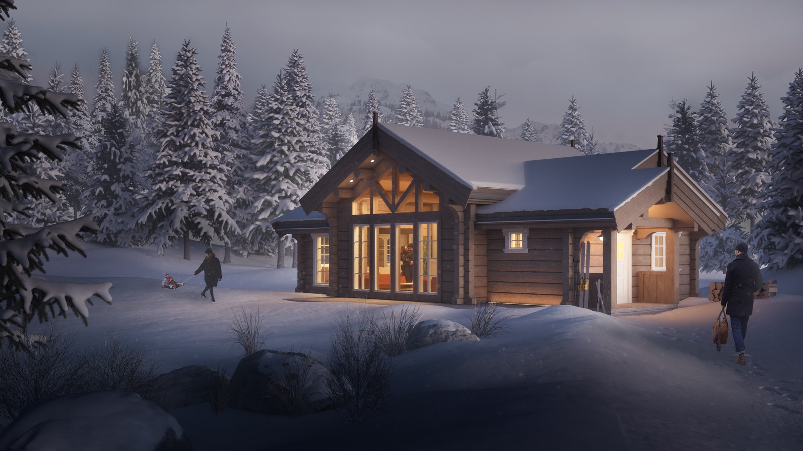 Modell Norefjell. Bildet er en illustrasjon som avviker fra virkelige omgivelser. Bildet kan inneholde enkelte detaljer som ikke er med i standard leveranse Galleribilde