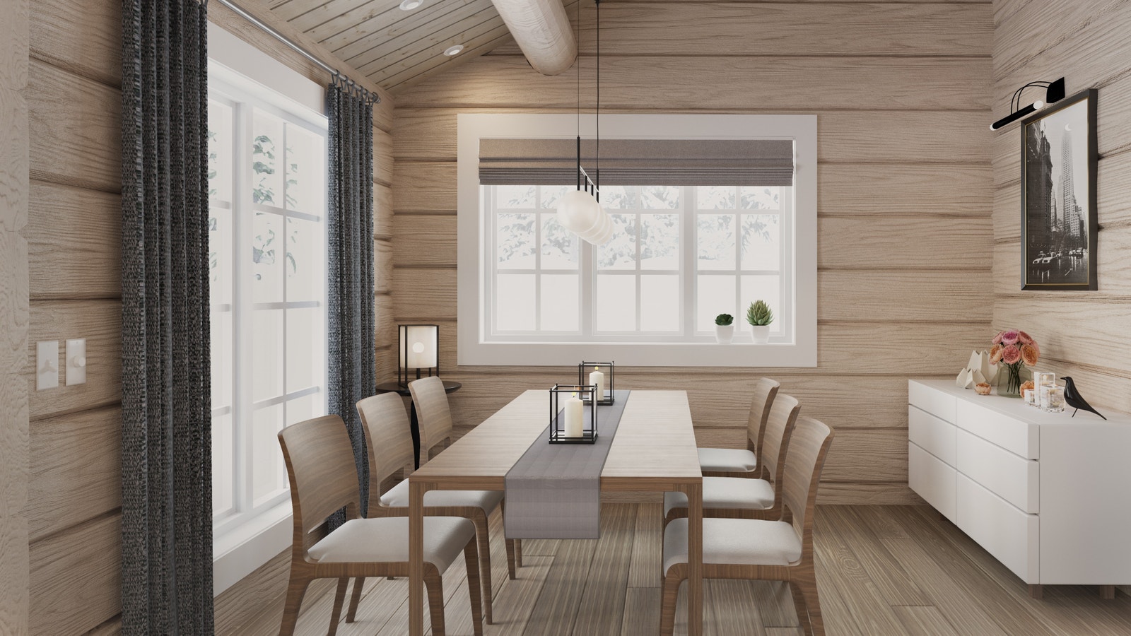 Modell Norefjell. Bildet er en illustrasjon som avviker fra virkelige omgivelser. Bildet kan inneholde enkelte detaljer som ikke er med i standard leveranse Galleribilde