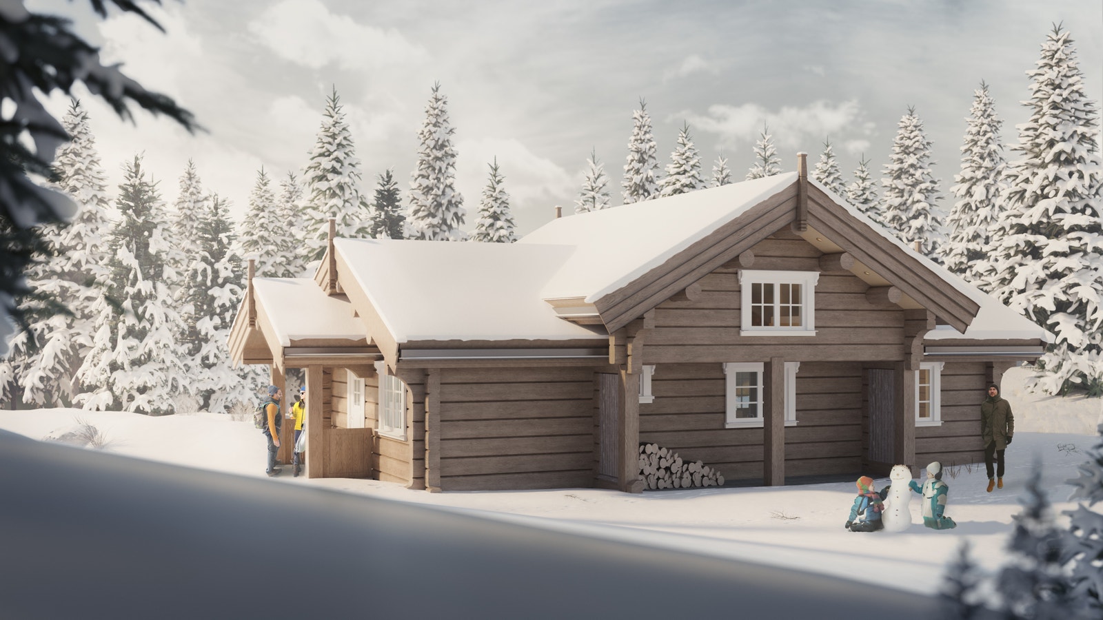 Modell Norefjell. Bildet er en illustrasjon som avviker fra virkelige omgivelser. Bildet kan inneholde enkelte detaljer som ikke er med i standard leveranse Galleribilde