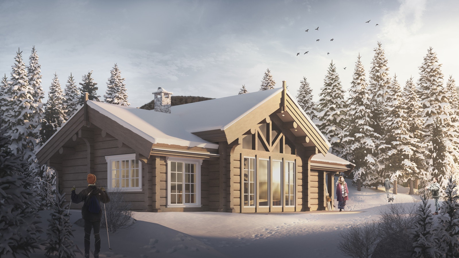 Modell Norefjell. Bildet er en illustrasjon som avviker fra virkelige omgivelser. Bildet kan inneholde enkelte detaljer som ikke er med i standard leveranse Galleribilde