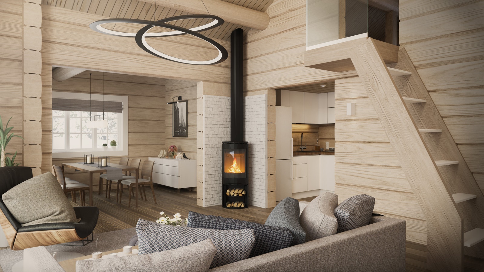 Modell Norefjell. Bildet er en illustrasjon som avviker fra virkelige omgivelser. Bildet kan inneholde enkelte detaljer som ikke er med i standard leveranse Galleribilde