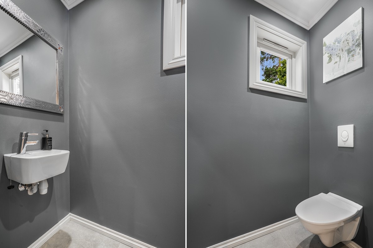 Toalettrommet fikk nye gulvfliser og varmekabler i 2018. Galleribilde