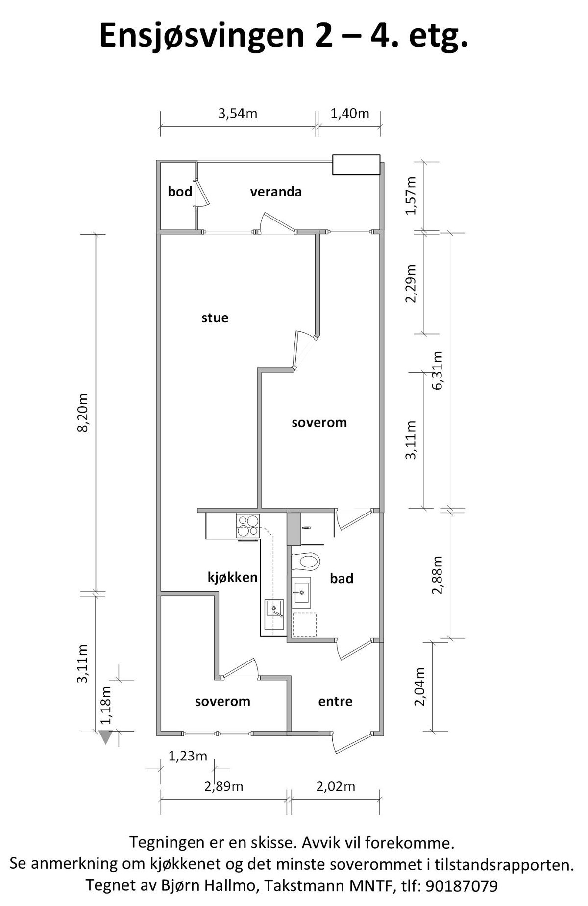 - Plantegning med mål Ensjøsvingen 2 - Galleribilde