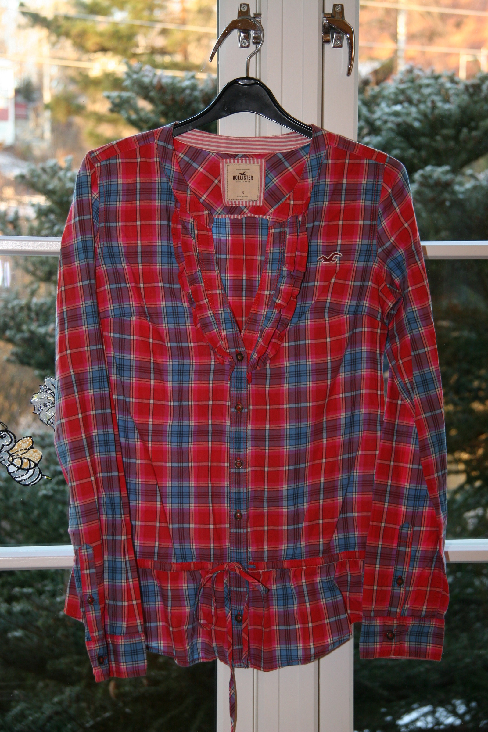 Stilig rutete Hollister bluse skjorte størrelse S som Stilig rutete Hollister bluse skjorte størrelse S som