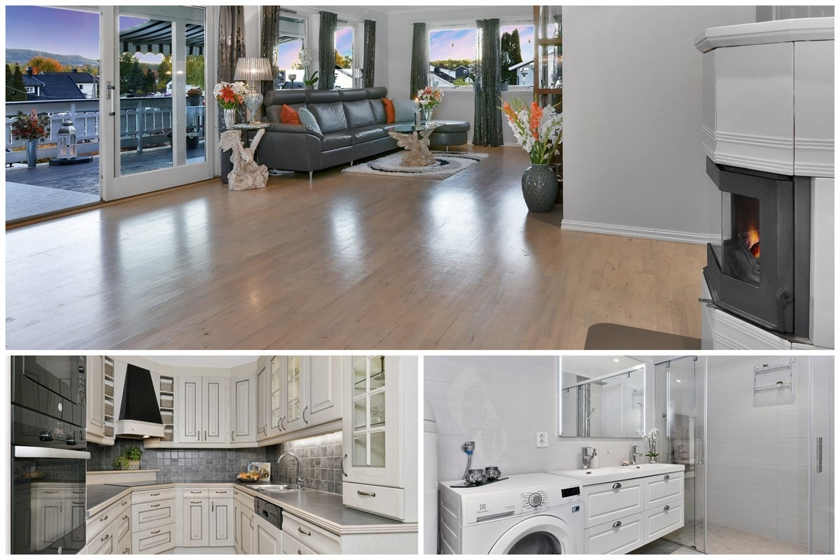 Solrike terrasser, flott utsikt og garasje. Galleribilde