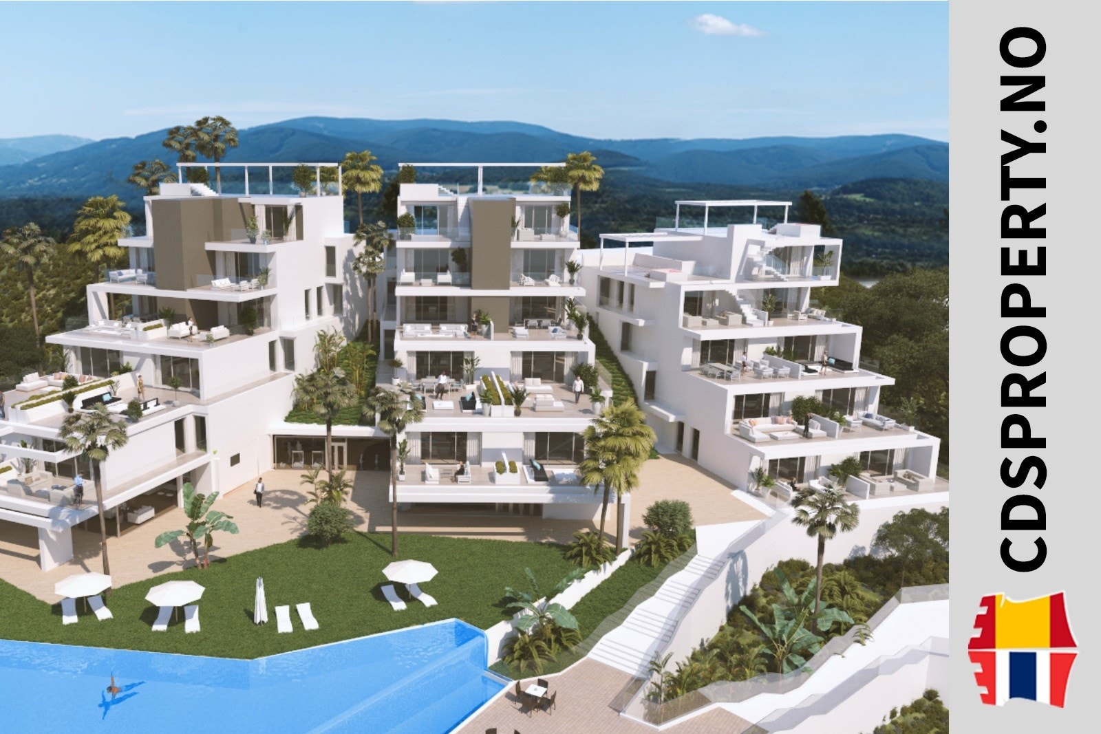 Leilighetene bygges på en utsiktstomt mellom Nerja og Torrox. Galleribilde