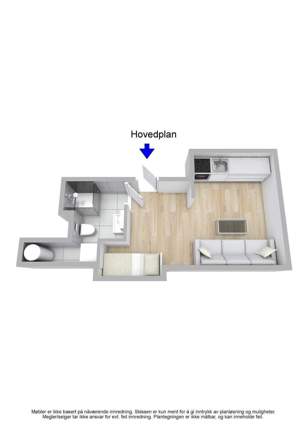 Plantegning - Sørhauggata 207, Haugesund - Hovedplan - 3D Galleribilde