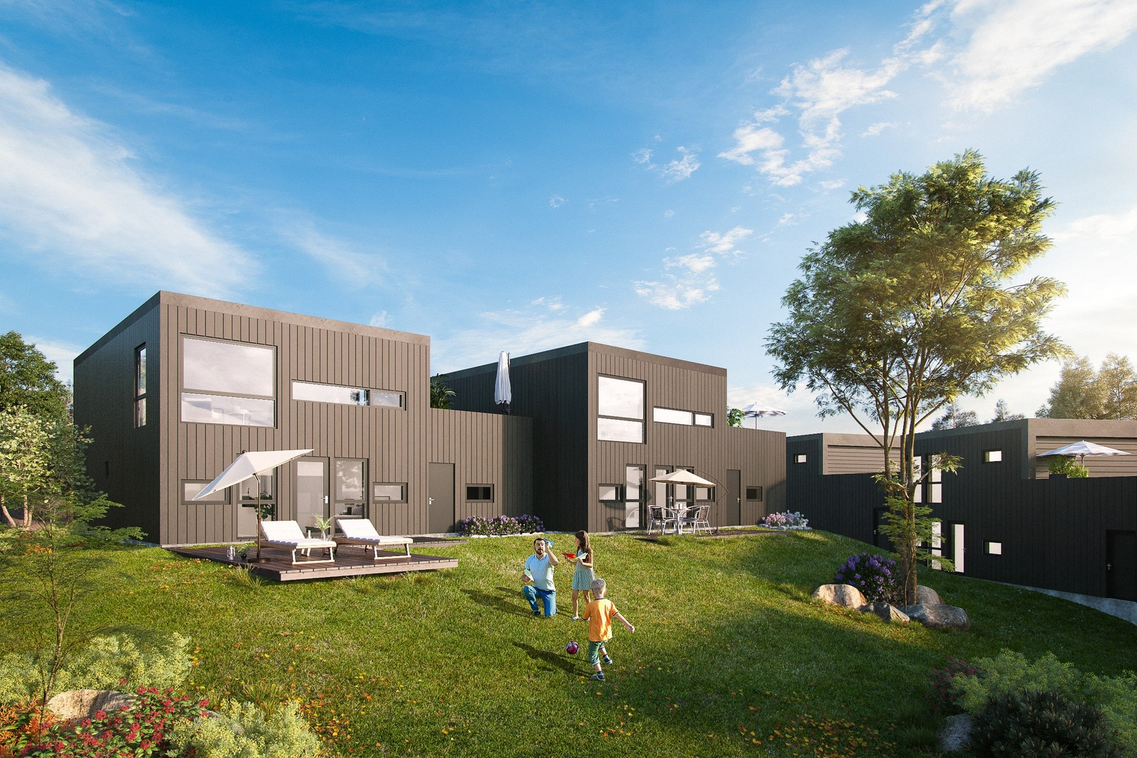 Hyggelig og uskjermet tun mellom boligene Galleribilde