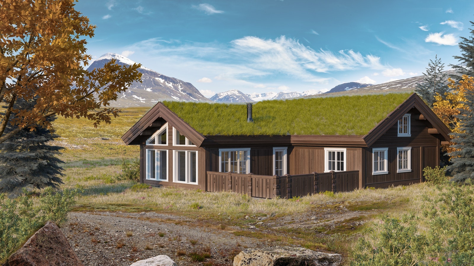 Eksempel på hytte som kan bygges på Solbakken Hyttegrend Galleribilde