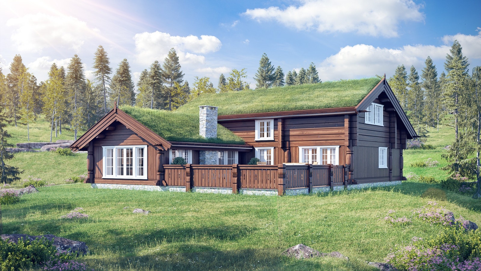 Eksempel på hytte som kan bygges på Solbakken Hyttegrend Galleribilde