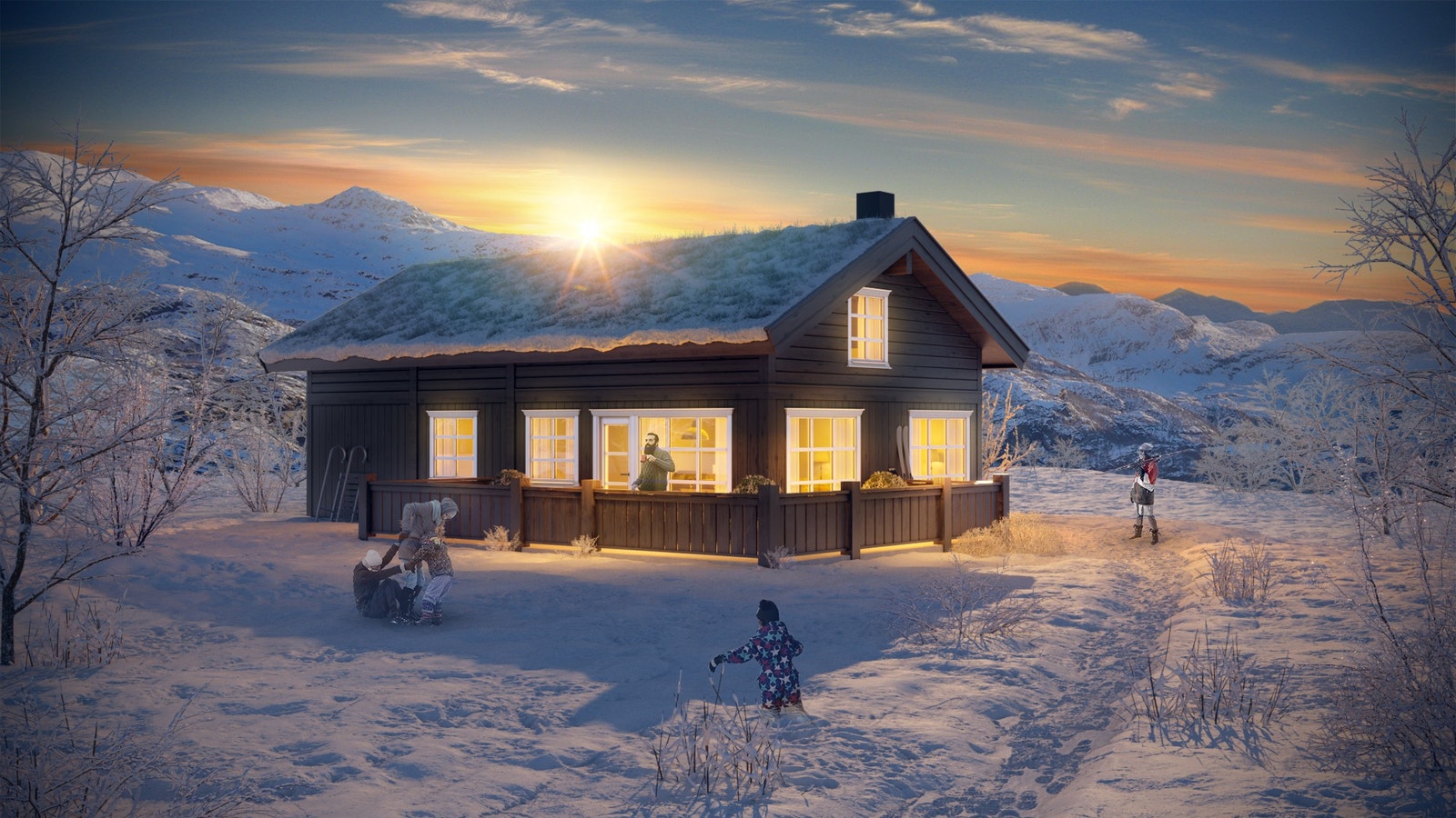 Eksempel på hytte som kan bygges på Solbakken Hyttegrend Galleribilde