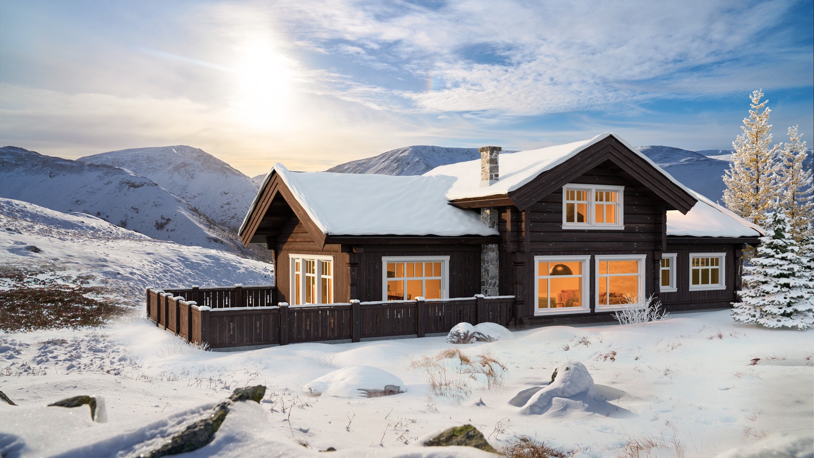 Eksempel på hytte som kan bygges på Solbakken Hyttegrend Galleribilde