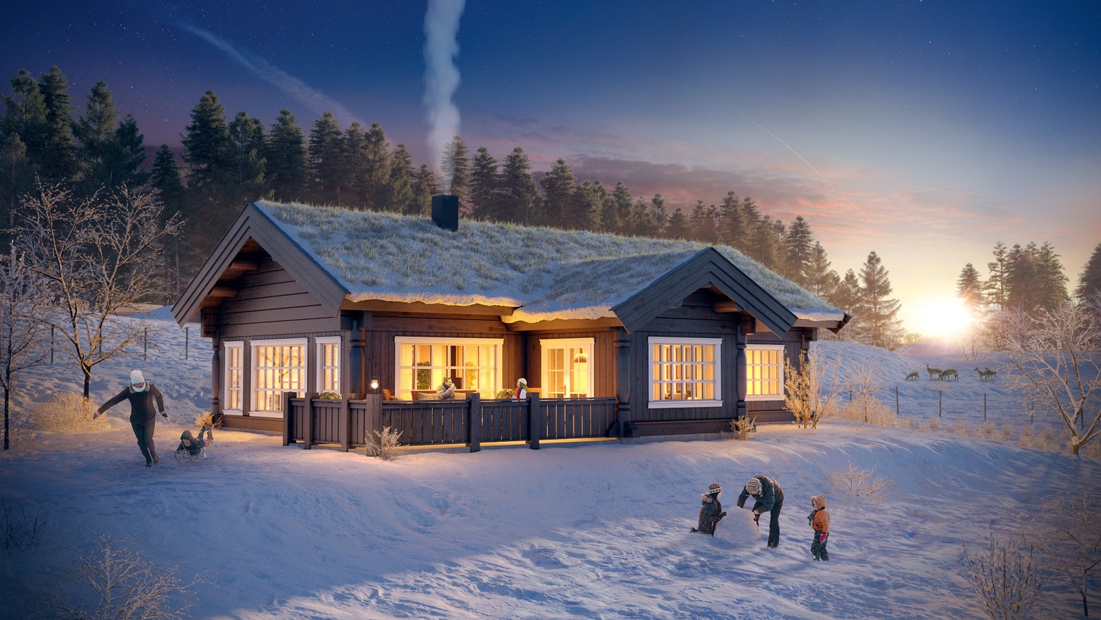 Eksempel på hytte som kan bygges på Solbakken Hyttegrend Galleribilde