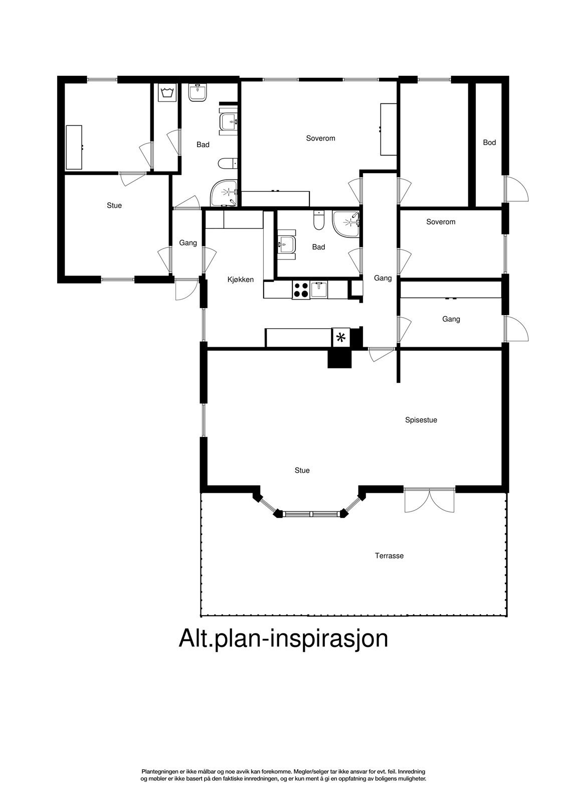Alternativ plantegning - kun for inspirasjon Galleribilde