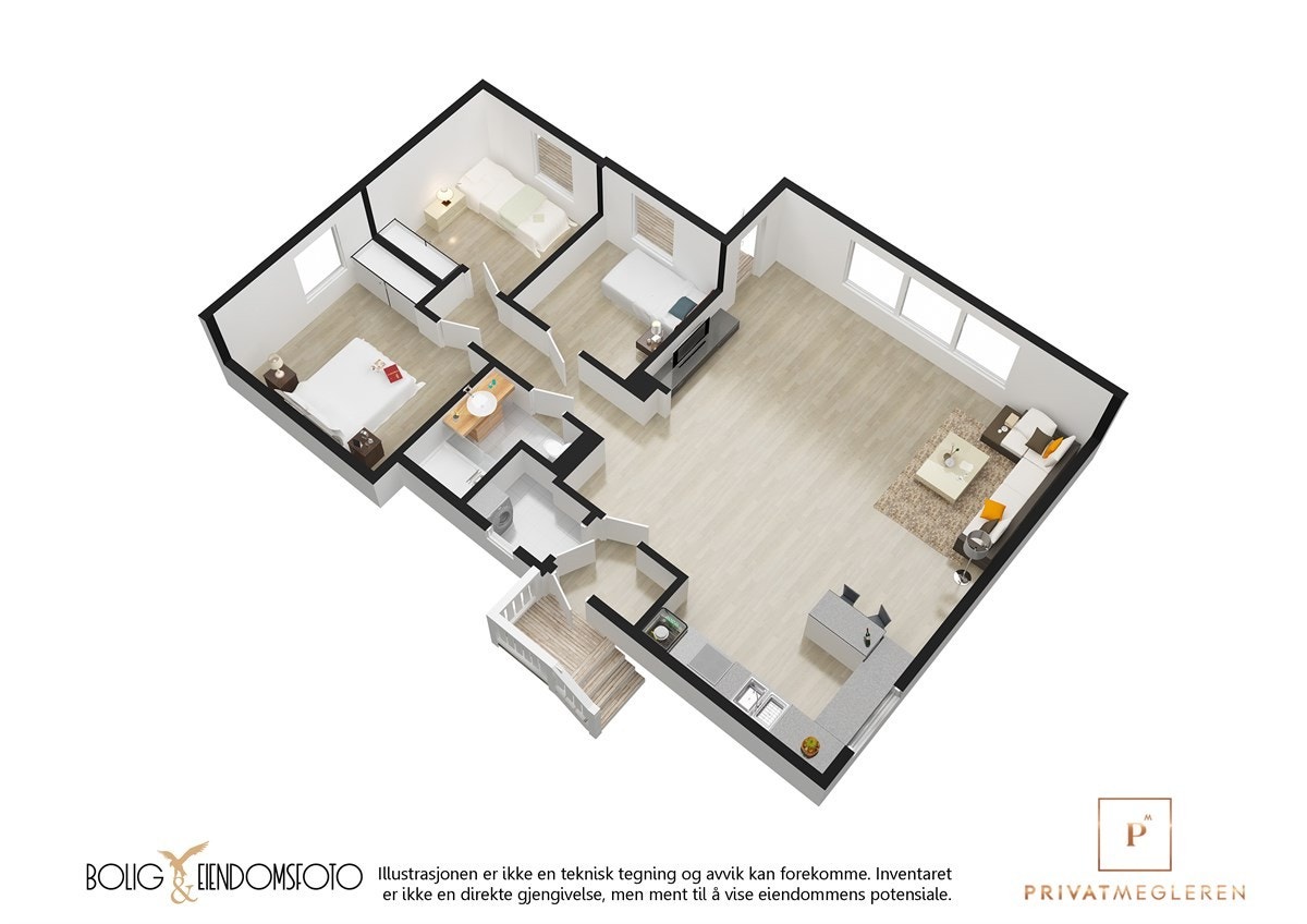 3D plantegning 1.Etasje. Galleribilde