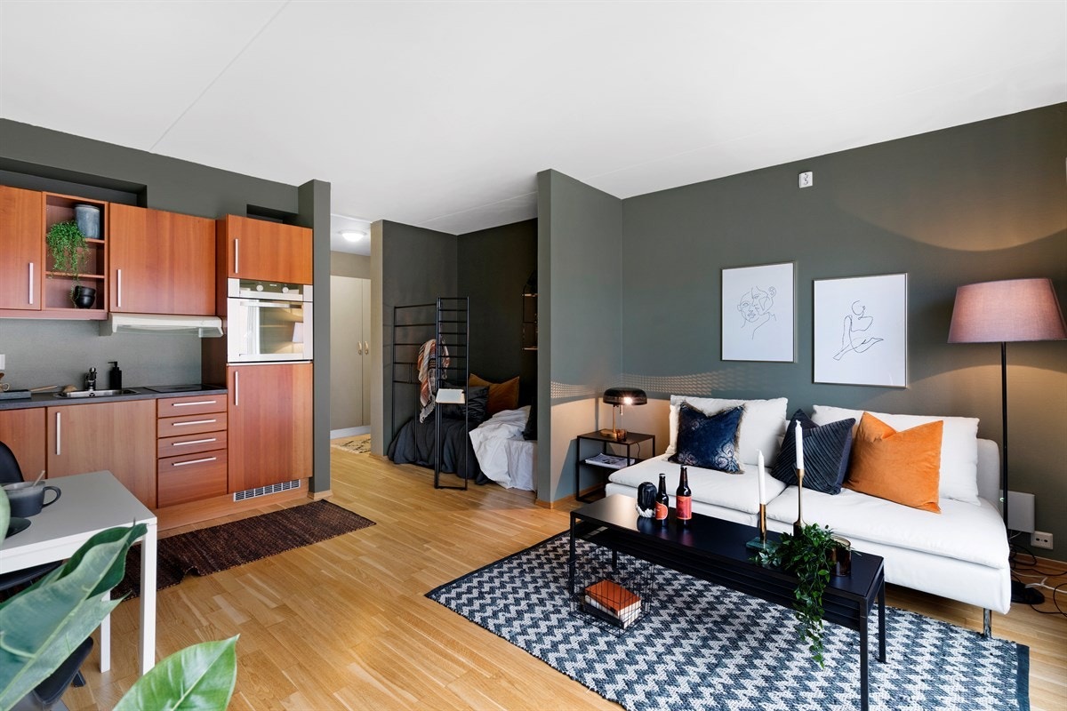 Proaktiv - Stue og kjøkken har en åpen løsning, noe som gir en god romfølelse. Galleribilde