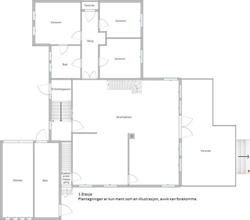 Plantegning første etasje Galleribilde