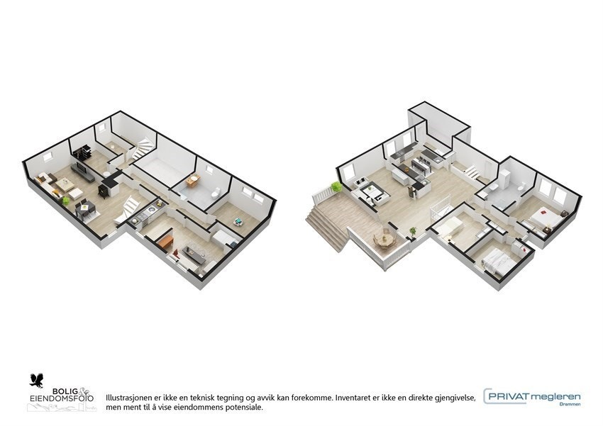 Planskisse begge etasjer. Galleribilde