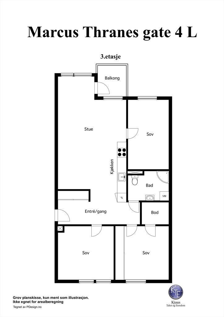 Effektiv planløsning med god arealutnyttelse. Om du ikke trenger 3 soverom kan det ene implementeres i stuen. Galleribilde