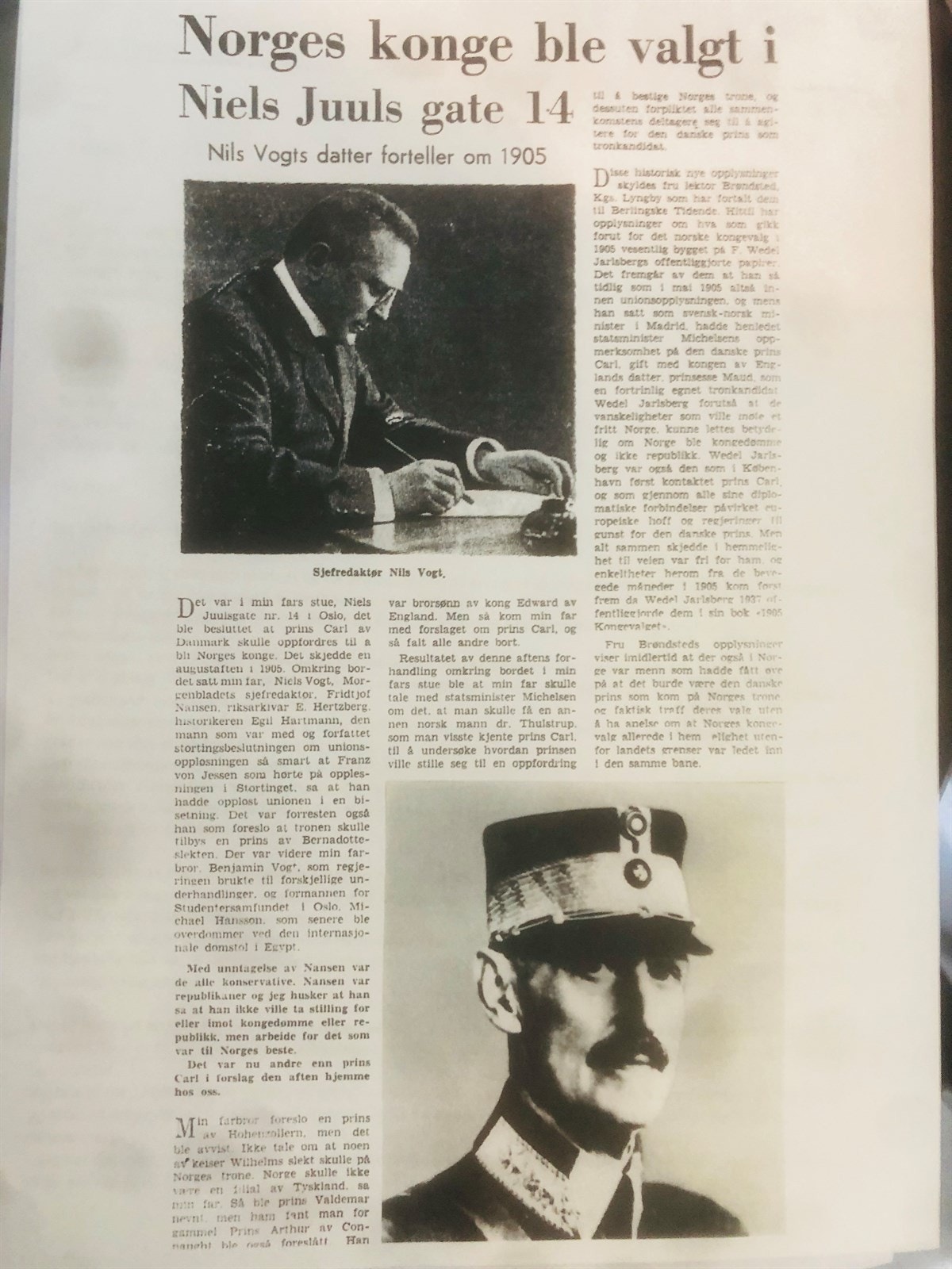 Nostalgi om Niels Juels gate 14 fra 1905 og kongevalget. Galleribilde