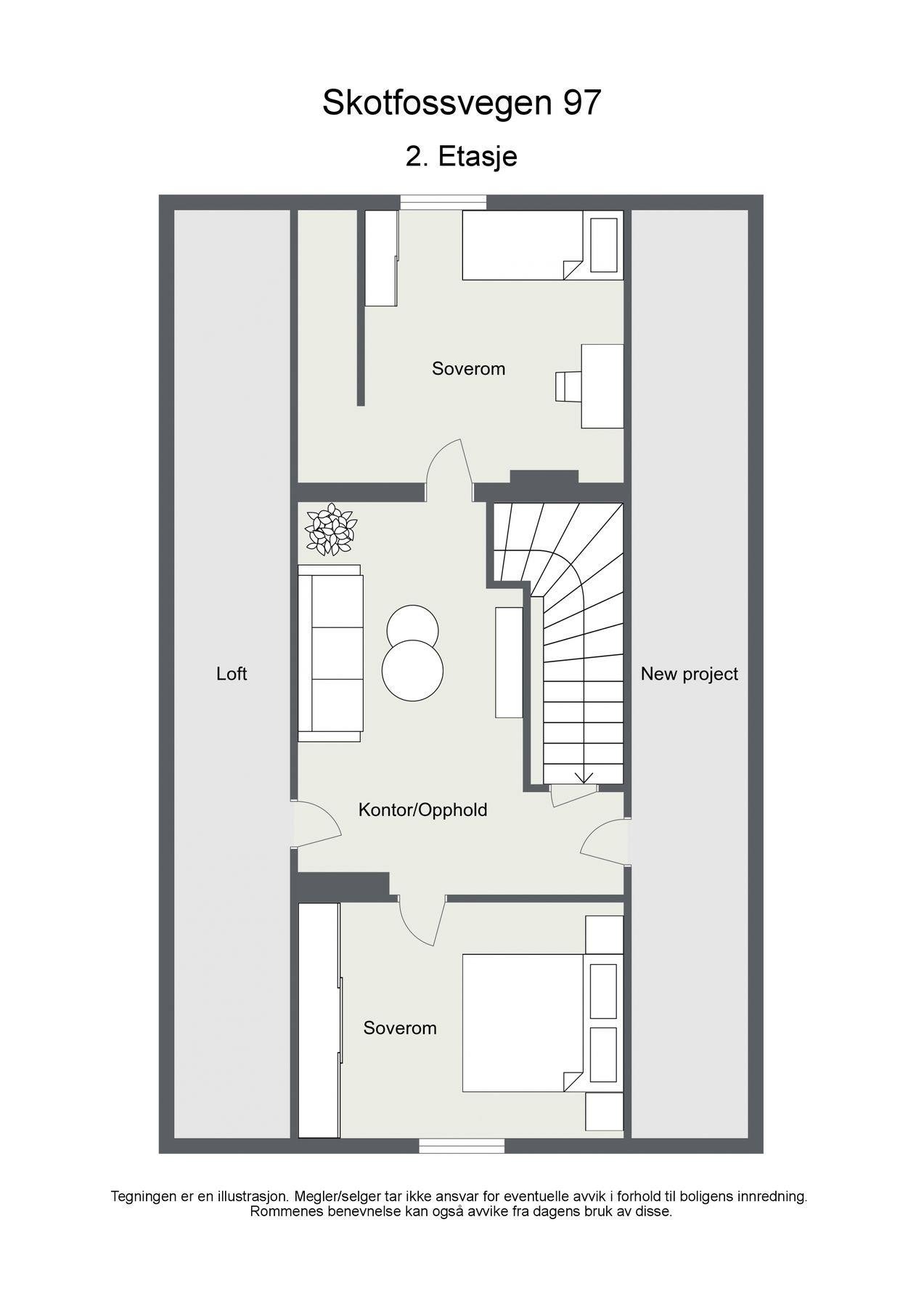 Plantegning - loftsetasje Galleribilde