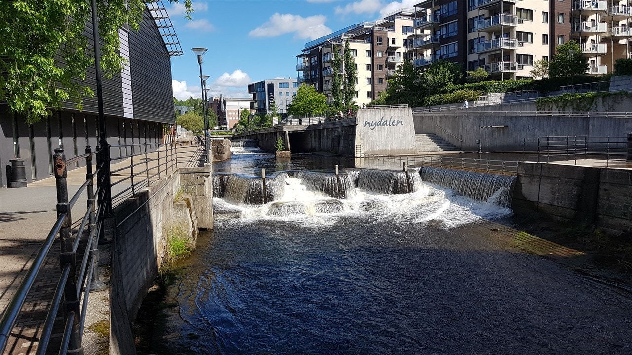 Flotte opparbeidede badeplasser langs elva i Nydalen og Storo Storsenter (5 min med buss) som har et bredt utvalg av forretninger og servicetilbud. Galleribilde