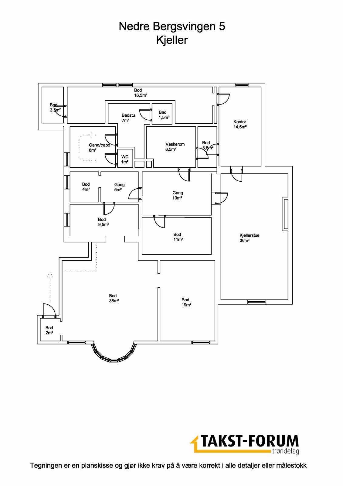 Planskisse kjeller. Galleribilde