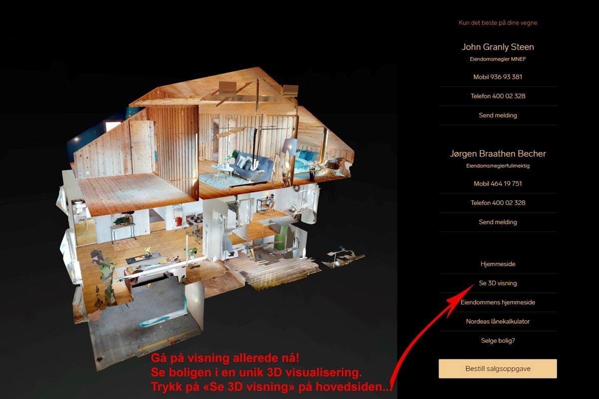 Klikk deg inn på høyre side i annonsen for å se boligen i 3D visning! Galleribilde