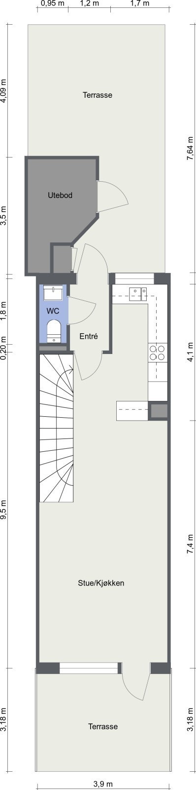 Plantegning 1. etasje Galleribilde