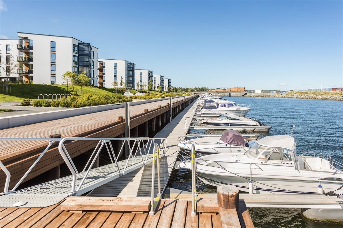 Flotte Grilstad marina på sommerstid Galleribilde