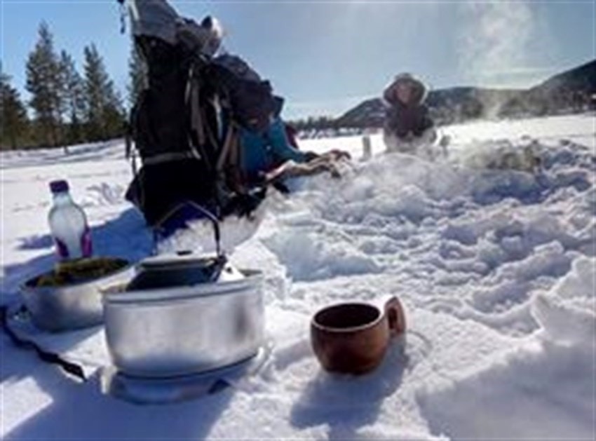 Kos på ski-trekkhundtur vinterstid. Galleribilde
