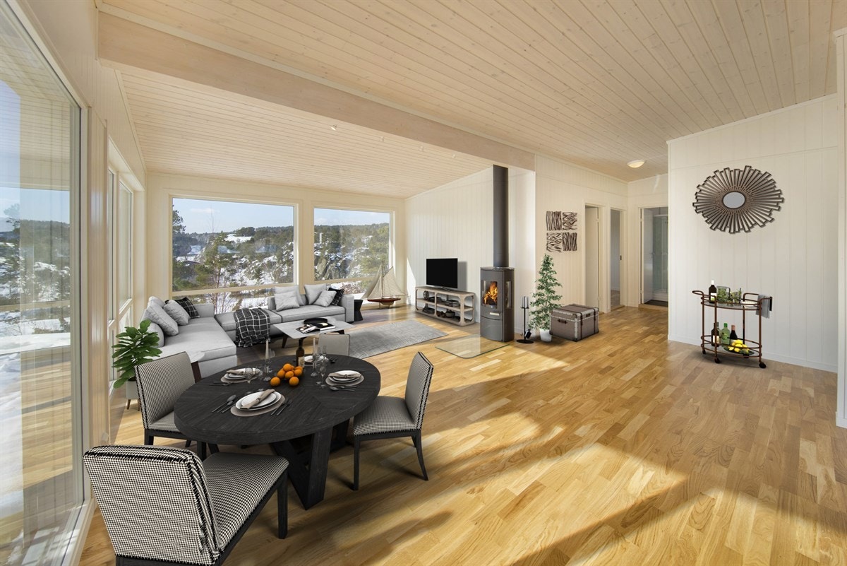 Stue - illustrert med møbler Galleribilde